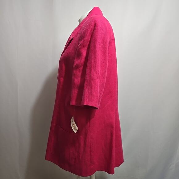 NWT Talbots 100% Irish Linen Blazer Jacket Womens Size 16 Barbie Pink Deadstock - Picture 2 of 8